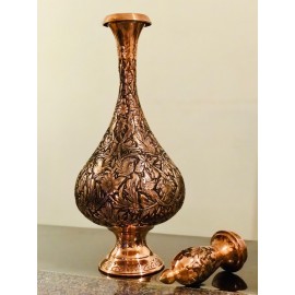 Persian Hand-Graved Flower & Bird on Vase